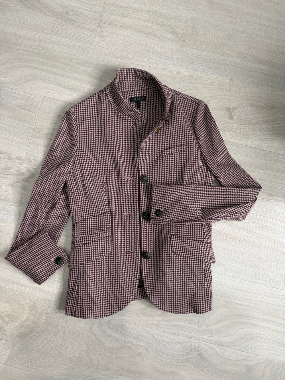 rag & bone Men's Houndstooth Jacket in Burgundy and Black